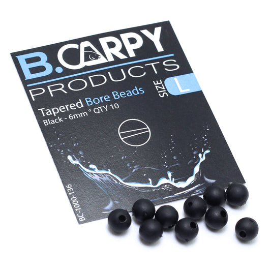 Tapered Bore Beads - Black/6mm